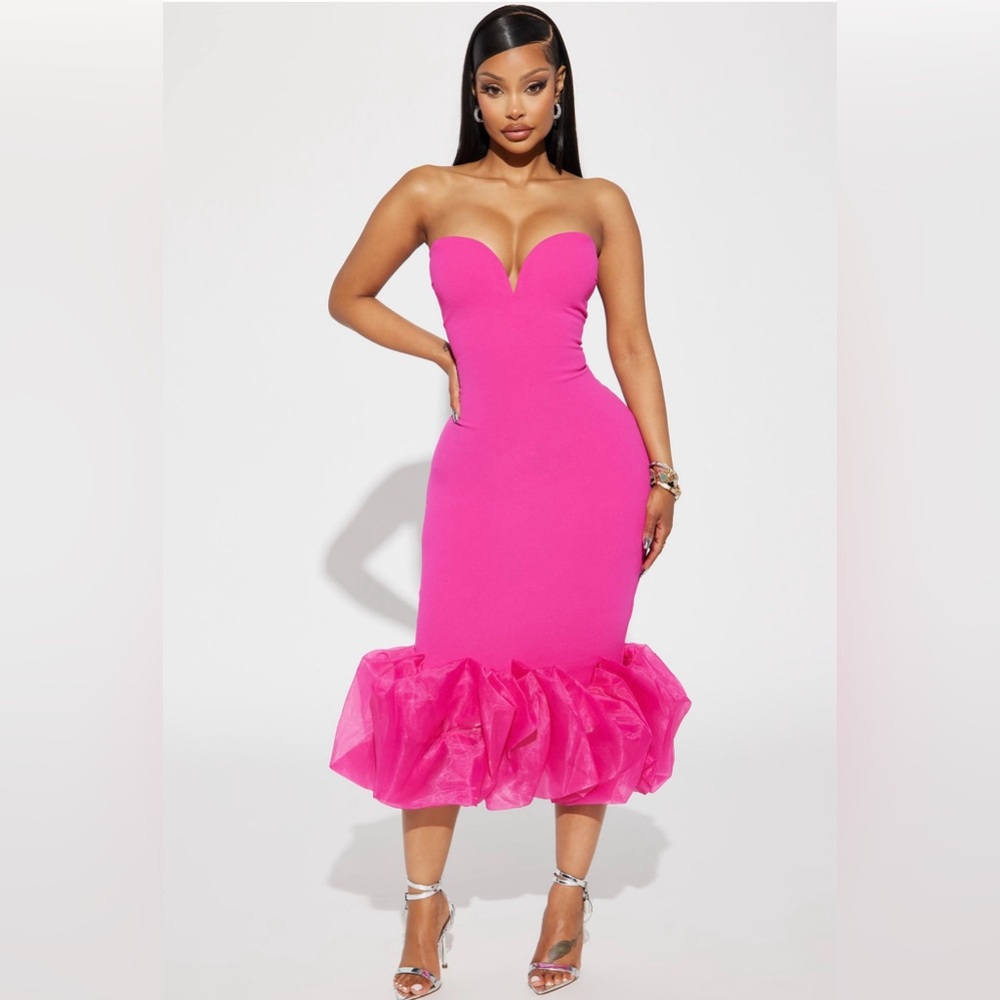 Ruffle trimmed midi dress